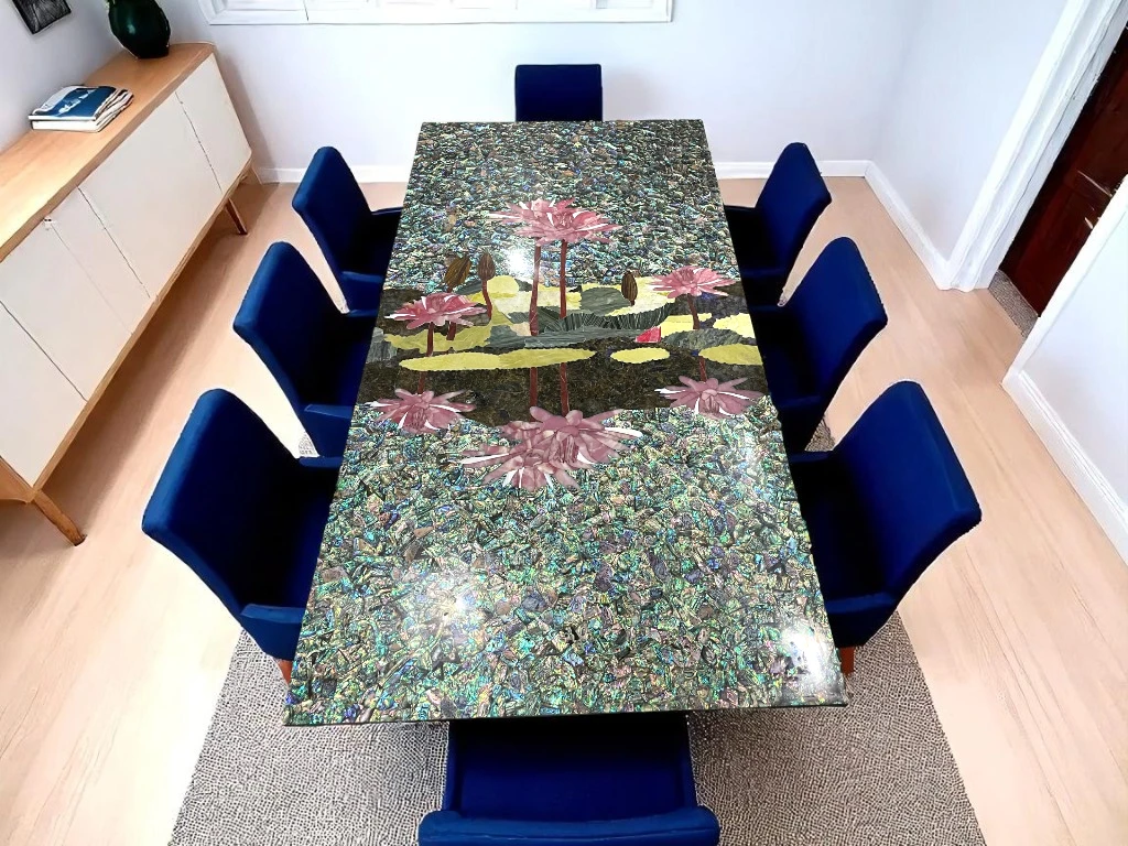 Abalone Shell Stone Rectangle Table Top – Elegant Statement Furniture